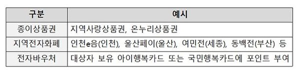 아동가구 소비쿠폰(돌봄쿠폰) 지급방식 예시 [보건복지부 제공]