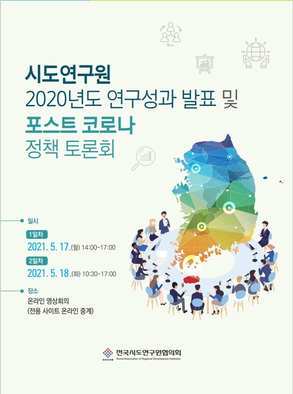 전국시도연구원 2020년도 연구성과 발표 및 포스트 코로나 정책 토론회 홍보 포스터 [자료=경기도]