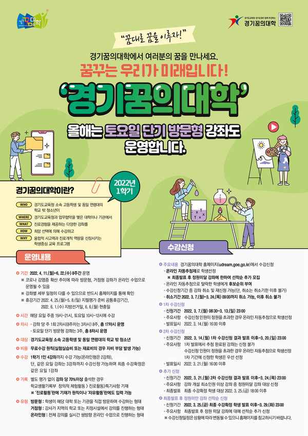 ‘2022 경기꿈의대학 1학기 수강 신청’ 포스터 [이미지=경기도]