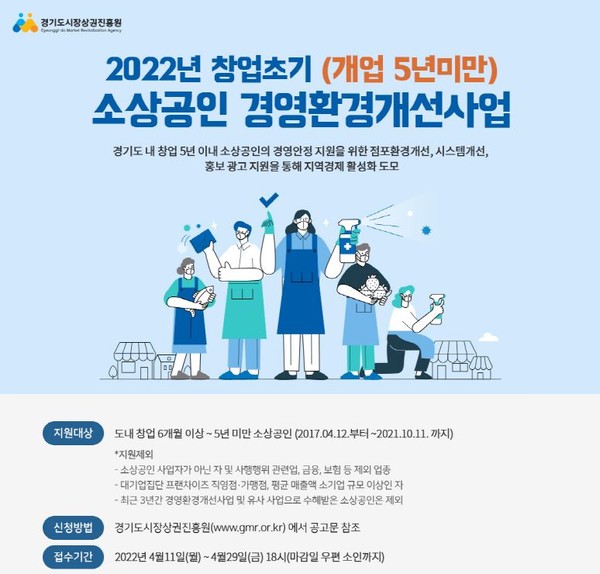 창업 초기 소상공인 경영환경개선사업 안내 포스터 [이미지=경기도시장상권진흥원]