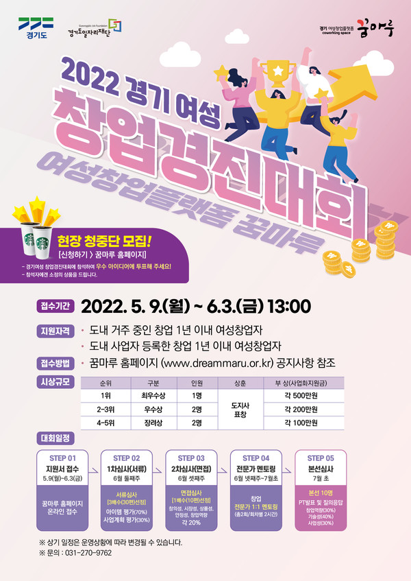 ‘2022년 경기 여성창업 경진대회’ 홍보 포스터 [이미지=여성창업플랫폼 꿈마루]