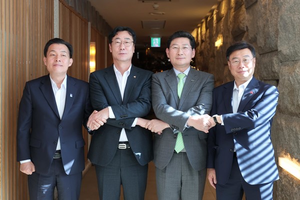 (왼쪽부터)이재준 수원특례시장, 정명근 화성시장, 이상일 용인특례시장, 신상진 성남시장[사진=화성시]