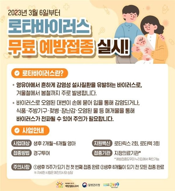 ‘로타바이러스 예방접종’ 국가예방접종에 포함, 18종으로 확대[사진=평택시]