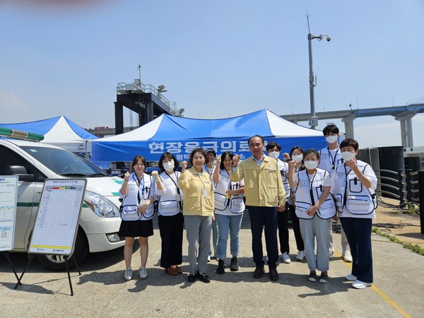 관계기관 합동 국제여객선 재난대비 현장응급의료소 운영[사진=평택시]