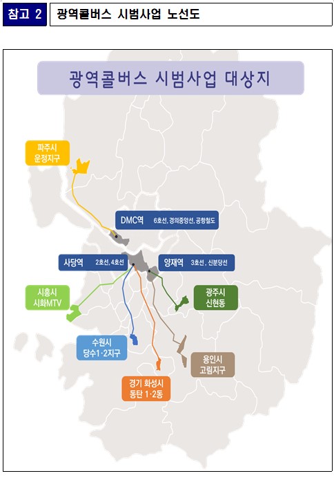 광역콜버스 시범사업 대상지 [이미지=경기도]