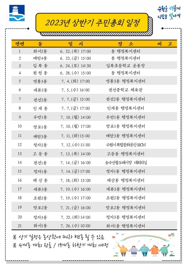 주민총회 일정[사진=수원특례시]