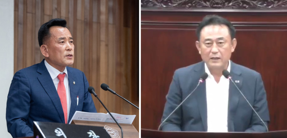 정병관 여주시의회 의장이 폐회사를 하고 있다. 이충우 여주시장이 나무 기증 문제에 대해 발언하고 있다.