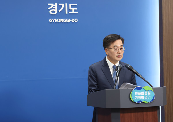 지난 11일 경기북부 대개조 프로젝트 추진 기자회견에서 김동연 지사가 발언하고 있다. [사진=경기도]