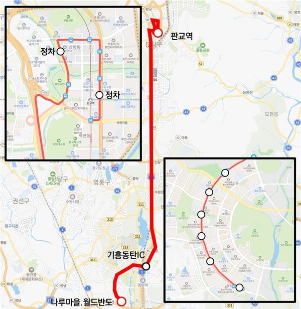 광역버스 6012번 노선도 [이미지=화성시]
