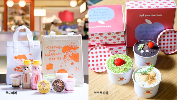 스타필드 수원 ‘렛츠 러브’ 행사 디저트 팝업 ‘주디마리(왼쪽)’와 ‘코코로카라(오른쪽)’ 팝업스토어 메뉴 [사진=신세계프라퍼티]