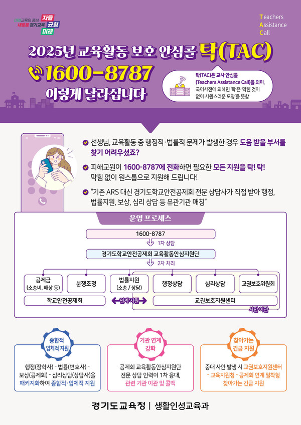 교육활동 보호 안심콜 ‘탁(TAC)’ 안내 포스터