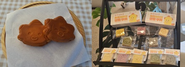 지역상징물 활용 디저트 제품인 코리요빵(왼쪽)과 치즈케이크 샌드쿠키(오른쪽) [사진=화성시]