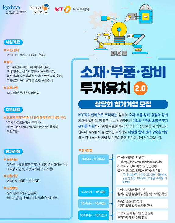 ‘소재·부품·장비 투자유치 2.0’ 상담회 홍보 포스터 [사진=경기도]